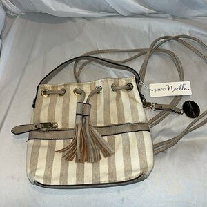 Simply Noelle Nile Canvas and Faux Leather Small Fanny/Back Pack Tan Color